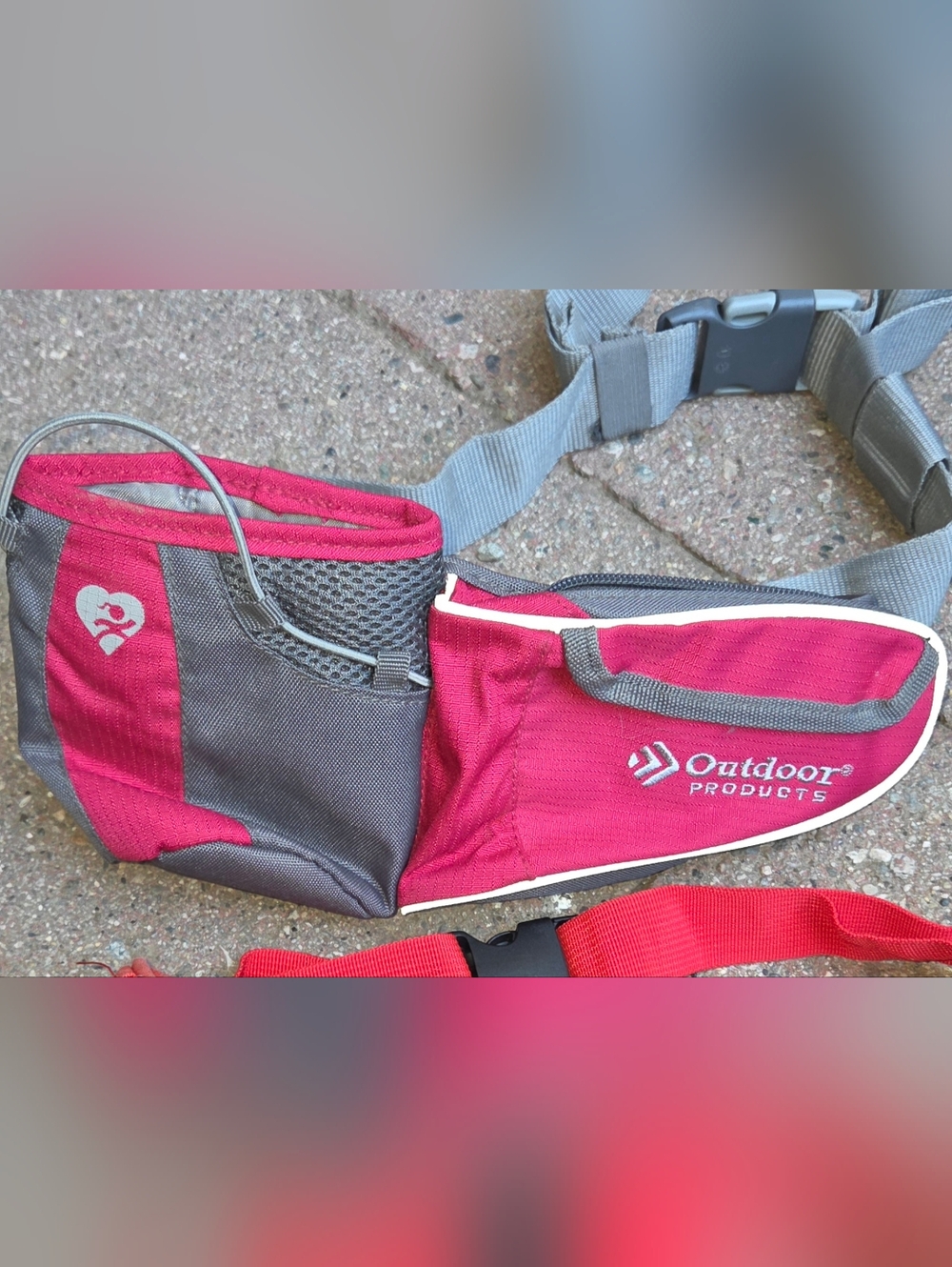 Outdoor Products Pink and Gray Waist Pack with Multiple Pockets